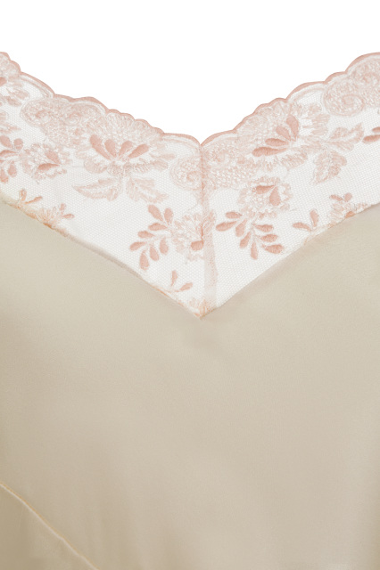 'Peach Perfection' Pink Silk slip with lace. Luxury handcrafted Lingerie